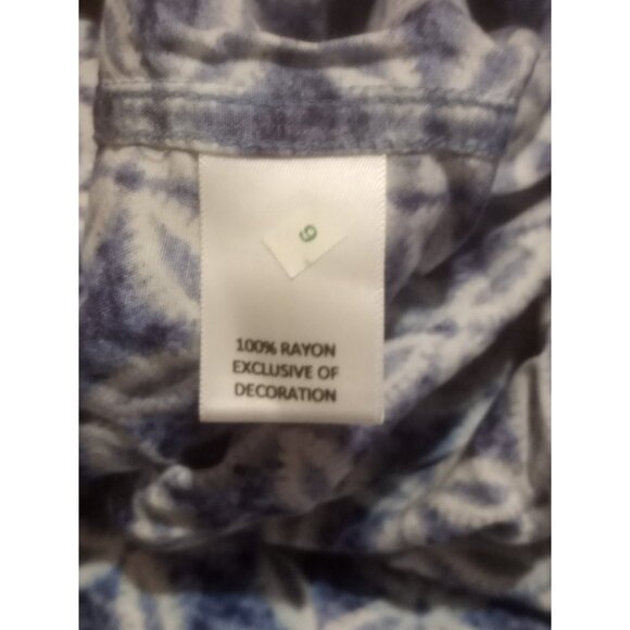 Men's Cremieux Short Sleeve Buton Up Shirt Large L Blue Diamond Print Rayon NWT - Picture 12 of 14